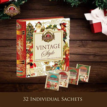 Load image into Gallery viewer, Teabook Metal Tin "Vintage Style" - 32 Assorted Teabags ($28 at checkout)