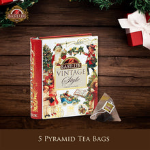 Load image into Gallery viewer, Mini Metal Teabook - "Vintage Style" - White - Black Tea with Cherries, Orange Peel and Flowers "Strawberries &amp; Cream" ($14.70 at checkout)