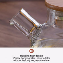 Load image into Gallery viewer, Glass Teapot with Bamboo Lid &amp; Built-in Strainer 1 litre